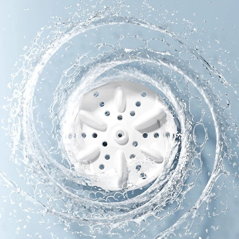 Ultra Compact Cordless Washing Machine With Rechargeable Battery And Three Gentle Wash Modes spinning in water, showcasing its cleaning action.
