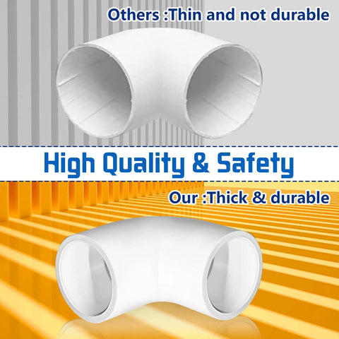 Four Piece Two Inch PVC Elbow Fittings 90 Degree Right Angle Two Way Adapters For Sch 40 PVC Pipe DIY Frames Shelves And Corners