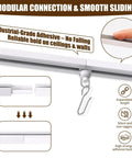 Self Adhesive Ceiling Curtain Track 9.8 Ft Flexible Cuttable No Drill Curtain Rail Stick On Ceiling Mount Curtain Rod For Room Divider Window Closet RV Includes Hooks And Clips, adhesive joint close-up