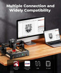 ACMER S1 compact desktop laser engraver on a desk with a 130×130mm work area; front view.