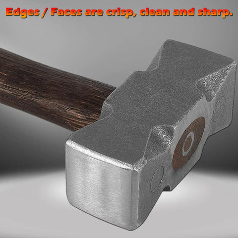 Close-up of the 2.2Lb Double Faced Forging Square Hammer For Farrier Bladesmithing And Blacksmithing with clean sharp edges.