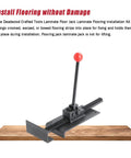 Hardwood Flooring Jack Positioning Tool for Easy Installations, durable steel build, shown on wood panel with positioning handle.
