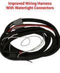 Improved wiring harness with watertight connectors for EZ Steer Power Steering Kit for Polaris Ranger Midsize 570 and 500 models.