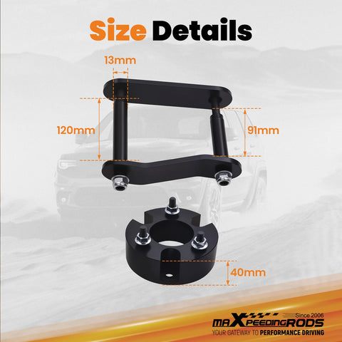3 Inch Front And 2 Inch Rear Leveling Lift Kit For Nissan Frontier Xterra And Suzuki Equator 2005-2023 size details with measurements