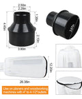 Heavy Duty Dust Collector Bag And Hose Reducer For Woodworking Planers, 4 to 2.5 inch black cone adapter and white dust bag.