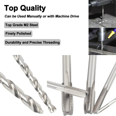 6 32 UNC Tap And No 36 Drill Bit Set For Metal Machining M2 HSS Tap Drill Kit showing durable steel material