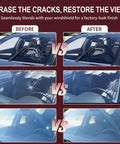 Comparison of car windshield before and after using Upgraded Windshield Repair Kit DIY Friendly Pro Grade 40ml Nano Glass Repair Fluid
