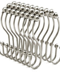 Rustproof Brushed Nickel Shower Curtain Hooks Set With Double Glide Design For Easy Hanging And Balanced Load No Fuss Sturdy
