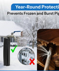 Outdoor faucet with 12 Pack Foam Insulated Pipe Covers, 3 Feet Long Each, Pre-Slit For Quick Easy Install, preventing frozen pipes.