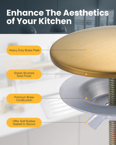 Hassle Free Brass Kitchen Sink Hole Cover With Sharp Brushed Gold Finish And Top Notch Rust Proof Metal Plug For Faucets And Taps Zero Fuss Installation Keeps Your Basins Looking Clean And Completely Solid As A Rock Year After Year