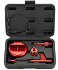 Aluminum Transmission Fill Tool Kit For Mercedes Benz 725.0 9GTronic 9Speed ATF Fluid Filling Adapter Oil Change Must Have Pro Grade Includes Drain Tool M12 X 1.5 Adapter Pan Spanner And Carrying Case, red case open