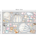 Cartoon Hot Air Balloons Wall Stickers For Kids Room And Living Room Self Adhesive Non Toxic Decor Featuring Cute Animals Lamb Panda Rabbit Lion Fox Hedgehog Clouds Hearts And Colorful Balloons Kid Friendly Easy To Apply