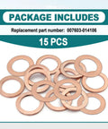 15 Pack Copper Oil Drain Plug Gaskets And Crush Washers For 14mm Fittings, Leak Proof Seals, 14mm Inner Diameter