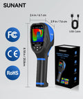 Handheld Workhorse Thermal Imaging Camera With 240X240 IR Resolution, 25Hz Refresh Rate, shown with packaging and USB cable
