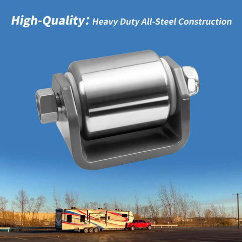 Set Of Four Steel Micro Rollers 2 Inch Square Heavy Duty Wheels For RV Trailers And Low Profile Vehicles Beef Up Undercarriage Protection