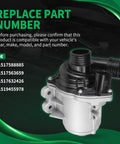 Heavy Duty Electric Engine Water Pump For BMW N54 N55 Cooling Systems X1 X3 X4 X5 X6 Z4 135i 335i 535i 640i 740i No Sweat Replacement Part side view showing part number compatibility.