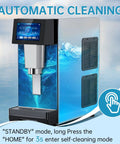 Rugged Commercial Nugget Ice Maker Slings 100 Lbs Of Smooth Chewable Pellets Daily With 12 Lb Storage close-up of digital display and water feature.