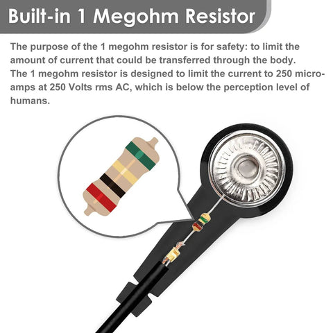 1 megohm resistor detail of 11 Inch Anti Static Wrist Strap Grounding Bracelet With Adjustable Wristband And Alligator Clip ESD Safe Wristband