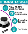 18 Pack HEPA Vacuum Filters For Compact Cordless Vacuums As Seen On TV Washable Reusable Replacement Filters With Cleaning Brush Black