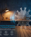 Transparent Acrylic Clock Template Set For Woodworking Router Projects And DIY Wall Dial Stencils on wooden table.