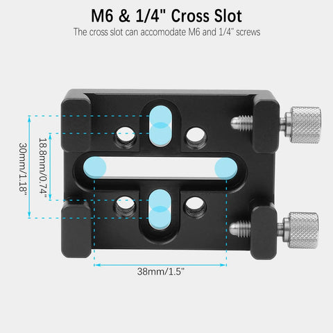 Telescope Dovetail Saddle Clamp Mount Base for Vixen Style Dovetail Plate with M6 and 1 Quarter Inch Slots, top view