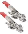 Beefy Toggle Clamp Pull Latches Set 2 Pieces Adjustable Stainless Steel 400 Lb Capacity Rock Solid Locking with red handle
