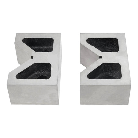 Heavy Duty Cast Iron V Block Set 4 x 2-1/4 x 2-5/8 Inches, Machined Square And Parallel, High Quality Workholding In Pairs For Large Jobs, Built Tough For Milling, Drilling And Fabrication; two cast iron V blocks