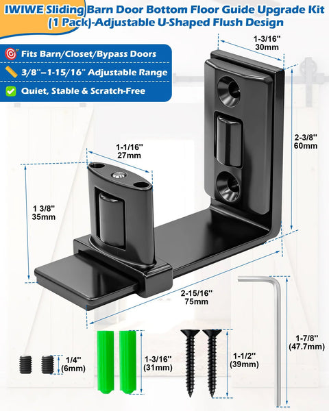 Sliding Barn Door Floor Guide With Wall Mount For Space Saving Performance Adjustable U Shape Flush Design Quiet Nylon Rollers