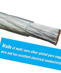 Close-up of multi-core silver-plated copper wire for 2-Prong Foil And Sabre Body Cord With Transparent Cable Plugs