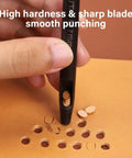 Close-up of Eight Size Oval Leather Hole Punch Set 2x4mm To 6x10mm Made From Carbon Steel for leather crafting, punching hole in leather
