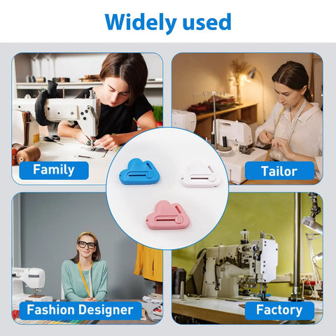 Image showcasing the Magnetic Seam Guide Set for sewing machine use by family, tailor, fashion designer, and factory.