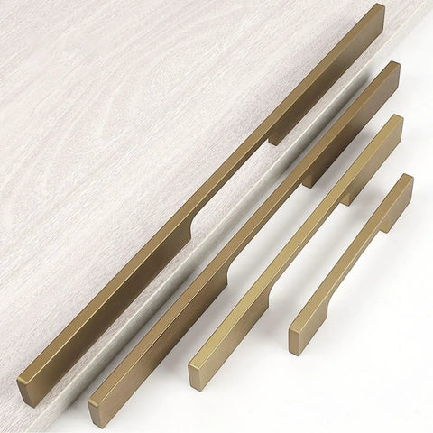 Two Pack Brushed Antique Bronze Wardrobe Cabinet Pulls And Black Long Drawer Handles With 160mm Center To Center For Cupboard Kitchen Cabinets And Doors That Look Sleek And Built To Last displayed on white background.