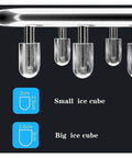 Total Party Saver Countertop Ice Maker with Self Cleaning Routine showing small and big bullet ice cubes on display.
