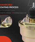 Close-up of Street Proven Universal Vacuum Power Brake Booster, showcasing black electrophoretic coating and hardware.