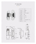 Hidden Door Hinge Bearing 60kg Pair 2pcs Invisible Concealed Cross Hinge 180 Degree Adjustable Three Dimensional Hinge diagram