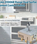 Dual Infinite Switch Replacement For Range Oven Surface Element Control shown with part numbers and compatibility