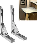 Heavy Duty Folding Shelf Brackets Set For Small Spaces, 8 Inch Cold Rolled Steel shown in kitchen setup