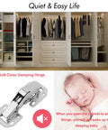 4 Pack Soft Close Damping Frameless Hidden Cabinet Hinges For Cupboard Doors With Easy Surface Mount Installation No Drilling 90 Degree Opening Includes 32 Stainless Steel Screws Smooth Quiet Close