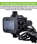 Close-up of IP65 Automatic Water Pump Controller With Pressure Switch And Flow Sensor, electric cables visible