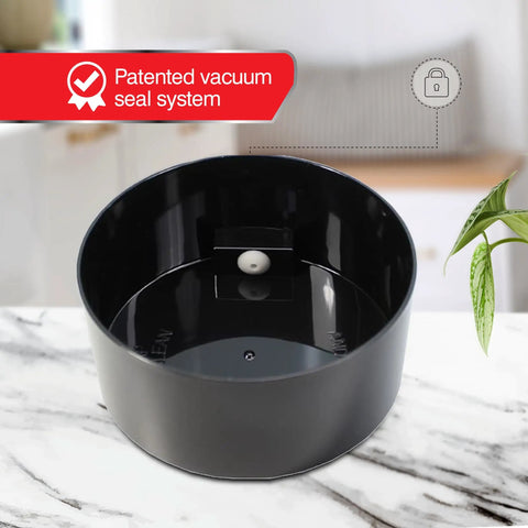 Interior view of Airtight Vacuum Coffee Canister With Black Cap And Body, 1.85 Liter Smell Proof Storage Jar with vacuum seal system