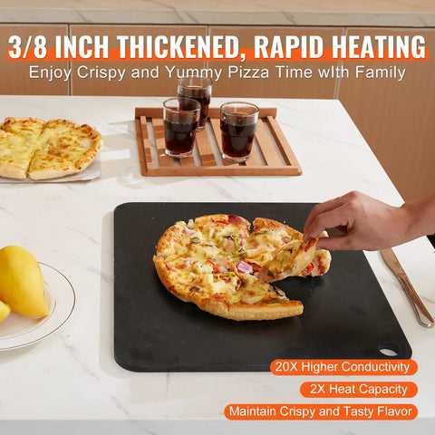 Heavy Duty Pizza Steel Plate For Oven And Grill 16 By 14.5 By Three Eighths Inch Carbon Steel Preseasoned with pizza