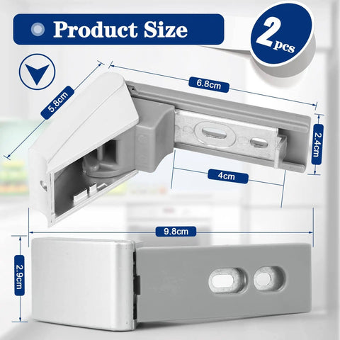 2 Pieces 9590178 Fridge Hinges Replacement Part For Freezer 9590124 9590190 Hinge Set Door Handle, dimensions shown