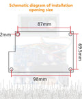 Schematic diagram showing installation dimensions for CNC Buck Adjustable Power Supply Module With LCD Display 0 To 50V 0 To 20A 1000W DC Converter Ammeter Voltage Regulator For CNC Machines DIY Folks And CNC Nerds Lab Use