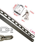 8mm Thick Hardened Steel Chain Lock With Beam Padlock 1.64 Feet Long Outdoor Security Chain For Bicycles Motorcycles And Electric Bikes Pry Proof Rust Resistant displayed with measurements and keys