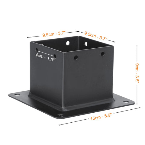 Six Pack Heavy Duty Metal Post Base Brackets, 4X4 Exterior Fit With 3.5 Inch Inside Opening, Ridiculously Strong Deck Fence Pergola Hardware, Super Simple To Bolt Down