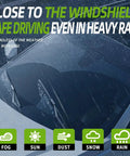 Close-up view of Straight Up Premium All Season Windshield Wiper Blades 22 Inch and 22 Inch Pair U J Hook Fitment in heavy rain.