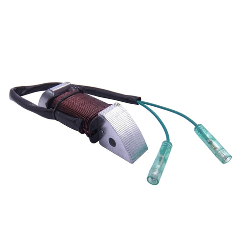 Outboard Engine Alternator Charge Coil For Mercury Mercruiser Mariner 6HP 8HP 9.8HP 2 Stroke Boat Rig Also Fits Parsun Hidea HDX Outboards Replaces OEM 804977A1 804977T01 showing coil with connectors