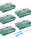 Seed Starter Tray 5 Pack Seedling Propagator Kit With Humidity Vented Domes And Base For Seed Starting 40 Cells Per Tray