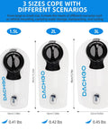 Hydration Bladder With 4 In 1 Cleaning Kit, 3L Capacity Water Reservoir For Hiking, Camping, Cycling, And Running, BPA Free And Taste Free, Wide Mouth Opening, Ergonomic Handle, Easy Refill And Cleaning On The Go, shown in three sizes.