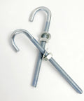 Two zinc-plated J-bolts with nuts and washers, part of the Ten Pcs Zinc Plated J Bolts One Quarter Inch By Four Inch With Nuts And Washers.
